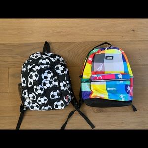 Set of 2 Backpacks Fortnite and Soccer Ball Bags